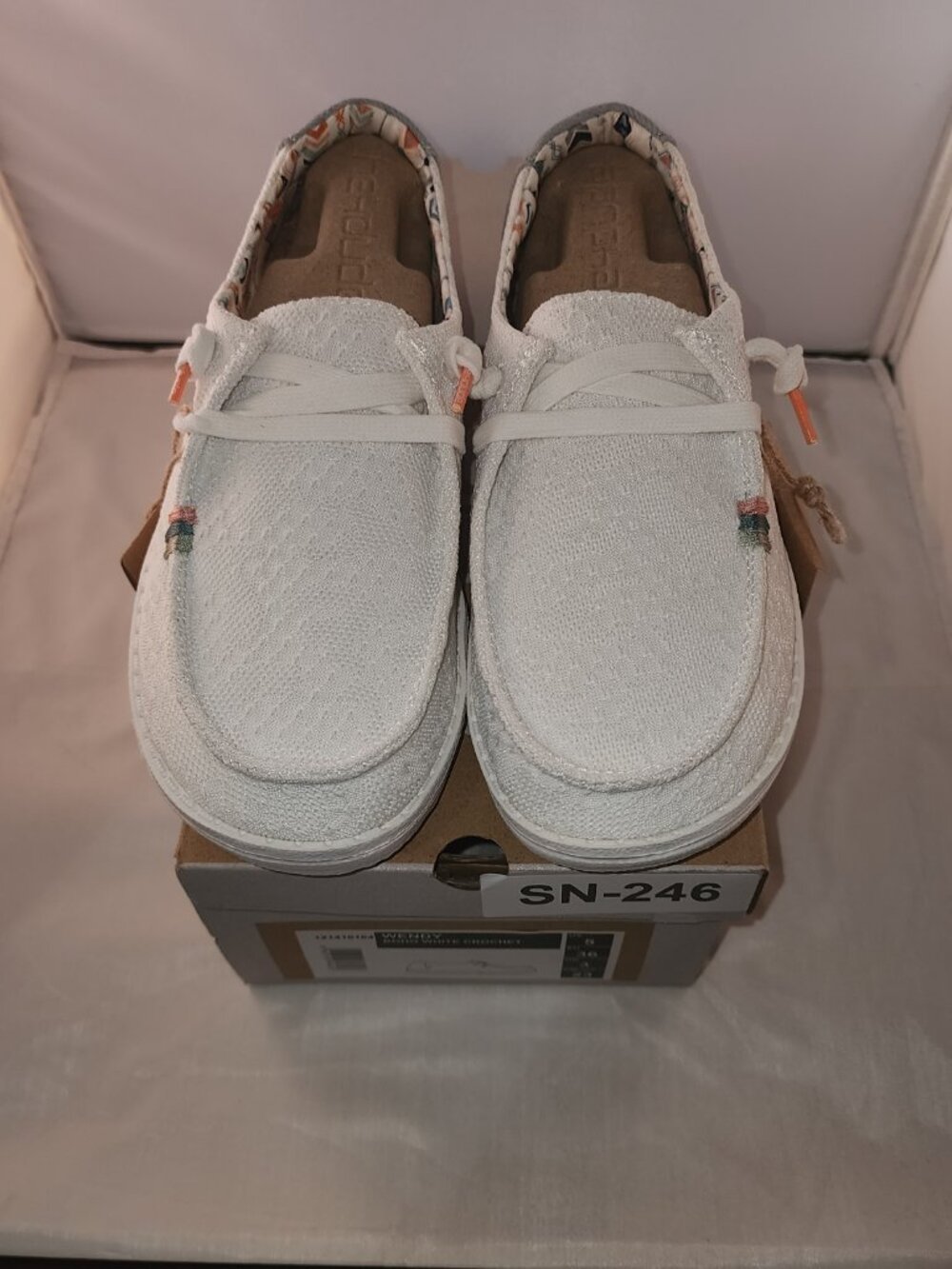 New Hey Dude Wendy Boho White Crochet Loafers - Women’s Size 5 (EU 36) - NIB - Picture 4 of 6